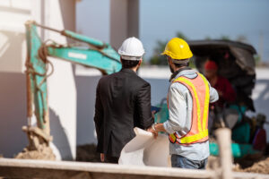 construction worker engineer working together construction site